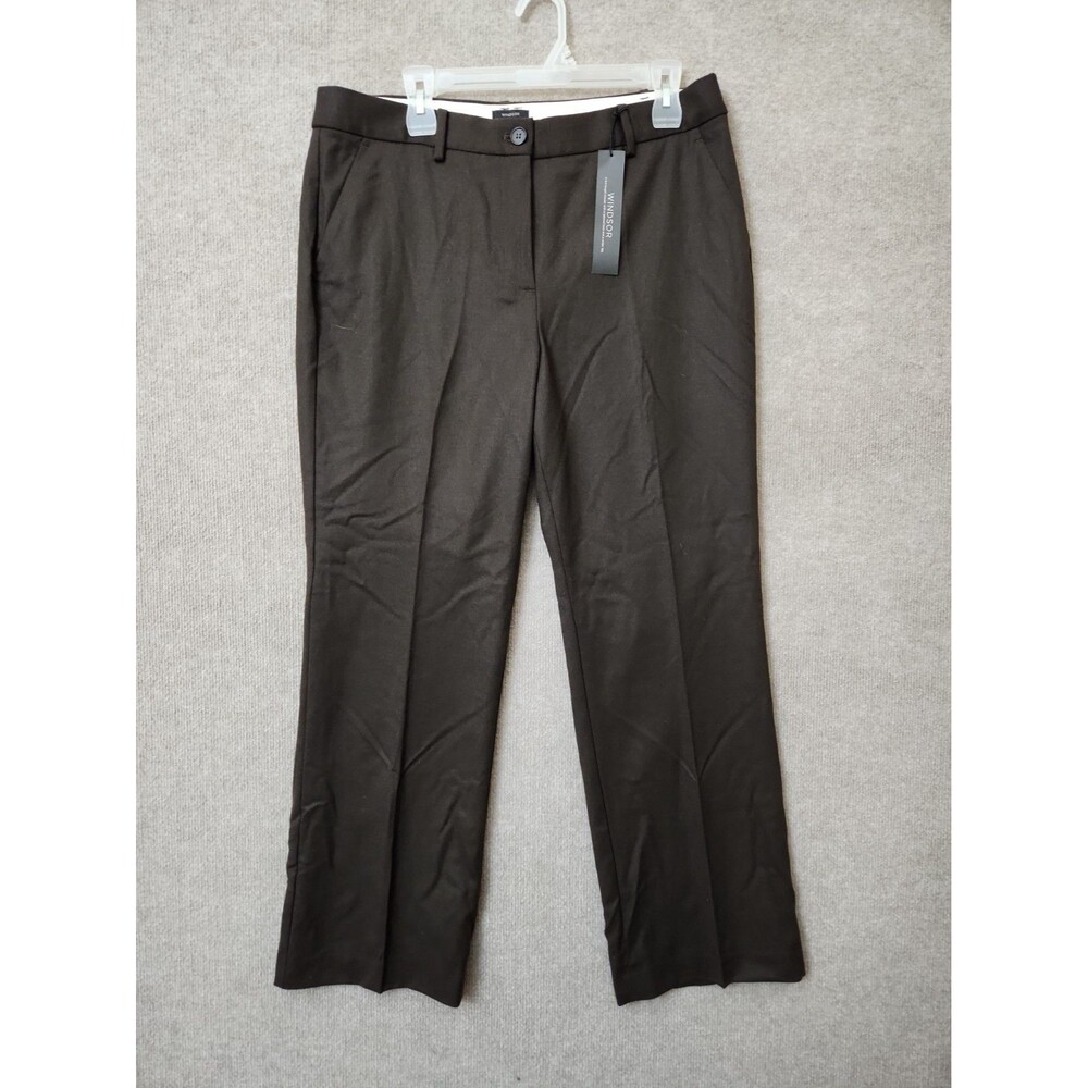TALBOTS Windsor Italian Flannel Dress Pants Womens 12 Petite Brown Lined NEW
